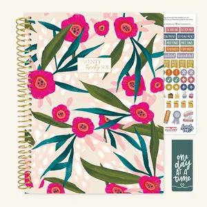 2026 Soft Cover Planner, 8.5" x 11", Pink Poppies