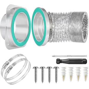 Dryer Vent Coupling Connector Kit, DV180 Airtight Seal Coupling,   Quick Connection Self-Alignment Easy to Clean Included a 3ft 4" Duct & 2 Clamps