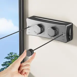 Adjustable Clothesline, No-Drill Invisible Drying Rope, Steel Wire Rack for Balcony Bathroom Indoor, Laundry Storage Organizer