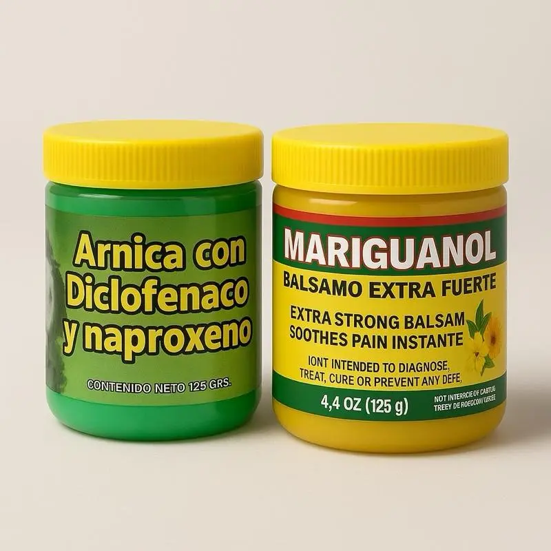 Arnica Muscular Pomade & Mariguanol Extra Strong Balsamo Cream Combo Pack, 125g Each - Pain Relief, Full-Body Soothing Care with Diclofenac & Naproxeno, Therapy-Infused Body Care Product