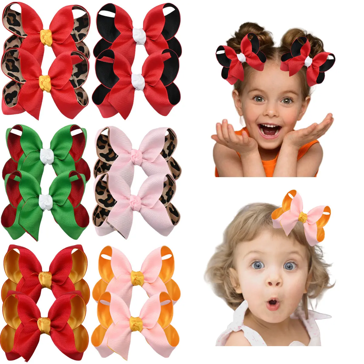 JoyBowie 12pcs Leopard Print Hair Bows for Girls  Double Layer Bow Clips | Cute Matching Pigtail Hair Accessories for Toddlers, School & Party Outfits