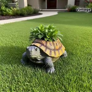 Realistic Turtle Succulent Planter With Turtle Head Drainage Hole Durable Resin Retro Design Fine Craftsmanship Indoor Outdoor Garden Decor for Patio Balcony Yard Plant Lover Gift