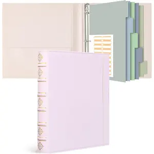 Leather 3 Ring Binder 1 Inch, Hardback D Ring Binder with Pockets and 5 Tab Dividers, Book Style Document Organizer Fits Letter Size Paper for  and Office