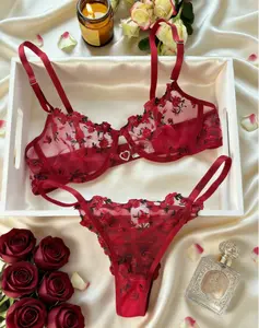 Valentine's Day Edition | Women's Romantic, Sexy & Alluring Burgundy Lace Floral Embroidered