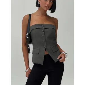 Change It Up Strapless Top Grey