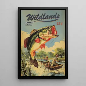 Fishing and Hunting Retro Wall Art, Poster Print, Fisherman Gift, Wildlife Art Print, Lake House Wall Decor, Outdoorsman Poster