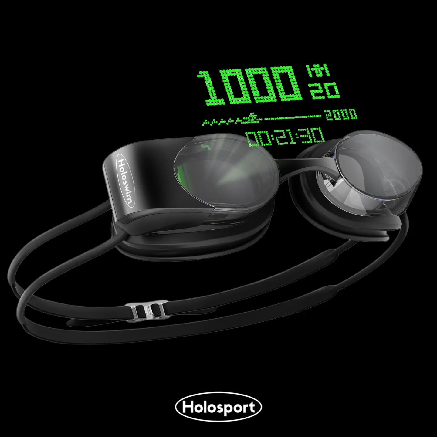 Holoswim 2S AR Smart Swim Goggles with Real-Time HUD Stats, Pace, Distance, Time and Laps, Lap Counter, Heads-Up Display Swimming Goggles for Pool Training, Fitness, Adult Swim Workouts, Anti-Fog Training Goggles, No Subscription, Daily Use