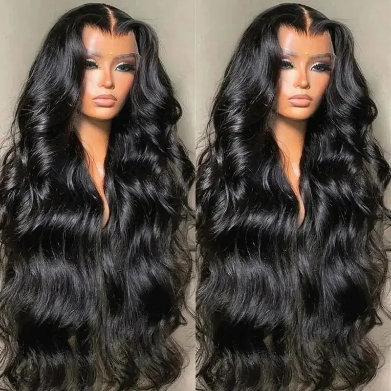 Female Bling Hair Brazilian Body Wave Human Hair Lace Front Wig - HD Transparent Glueless Lace Frontal (13x4, 13x6 Frontal, 4x4 Closure), Pre-Plucked, 180 Full Density, Moves and Blends Naturally