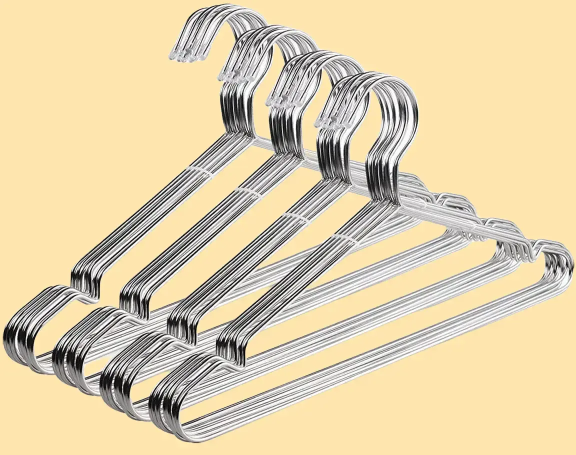 Stainless Steel Wire Hangers, 40-Pack 16.5-Inch Strong Metal Organisers for Hanging Waterproof Laundry & Coats