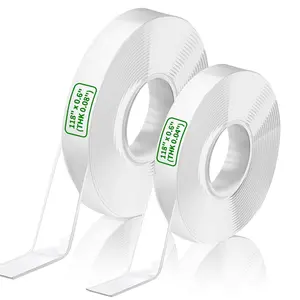 Double Sided Tape Heavy Duty, (2 Rolls, Total 19.6 FT) Clear Removable Wall Sticky Adhesive Strips, Strong Two Sided Nano Transpartent Mounting Tape for Poster, Picture Hanging Strips