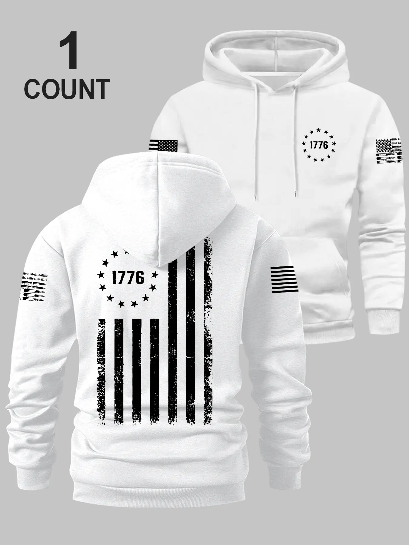 Men's Fall Winter Perfect Hoodie Letter Logo, Fashion Casual Clothing, Comfortable Loose Soft Fabric, Trendy Flag Pattern Design, Ideal Gift, Sweatshirts, Menswear