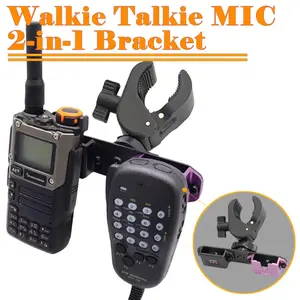 Car Radio Microphone 2-in-1 Mount, Vehicle Car A-Pillar Motorcycle Handlebar Two-way Way Radios Walkie Talkie Speaker Mic Universal Holder for Yaesu FT7900/ TM271/ D9000 Handheld microphones Bracket Travel Gadgets