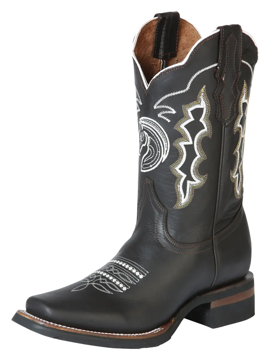 El General Men's Leather Cowboy Boots - Made in Mexico - Crazy Choco 51114