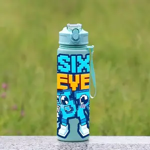 1pc Sixseven 26-Ounce Outdoor Water Bottle, 67 Printed Design Plastic Sports Drinking Bottle, Featuring a One-Touch Opening, Made of Plastic, Adorned with Cartoon Characters, Ideal for Travel, a Present for Her