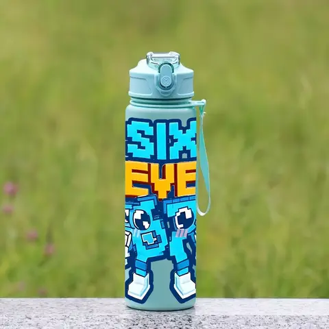1pc Sixseven 26-Ounce Outdoor Portable Leakproof Water Bottle, Plastic Water Bottles, 67 Printed Design Plastic Sports Drinking Bottle, Featuring a One-Touch Opening, Ideal for Travel, Gym Workout Water Bottle
