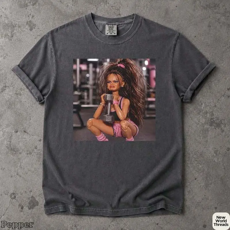 Fitness Doll Face Meme Shirt Sarcastic Fun Gym Doll Graphic Tee Disgusted Workout Doll Face Top Viral Cringe Doll Meme