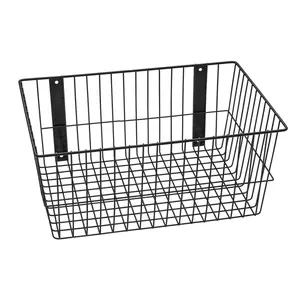 212 MAIN 9091-B Rectangular Steel Mesh Universal Wire Basket, Black, 18x12x8in, Large Household Appliance Part & Accessory, Laundry Room Organiser for Home Organization & Decor