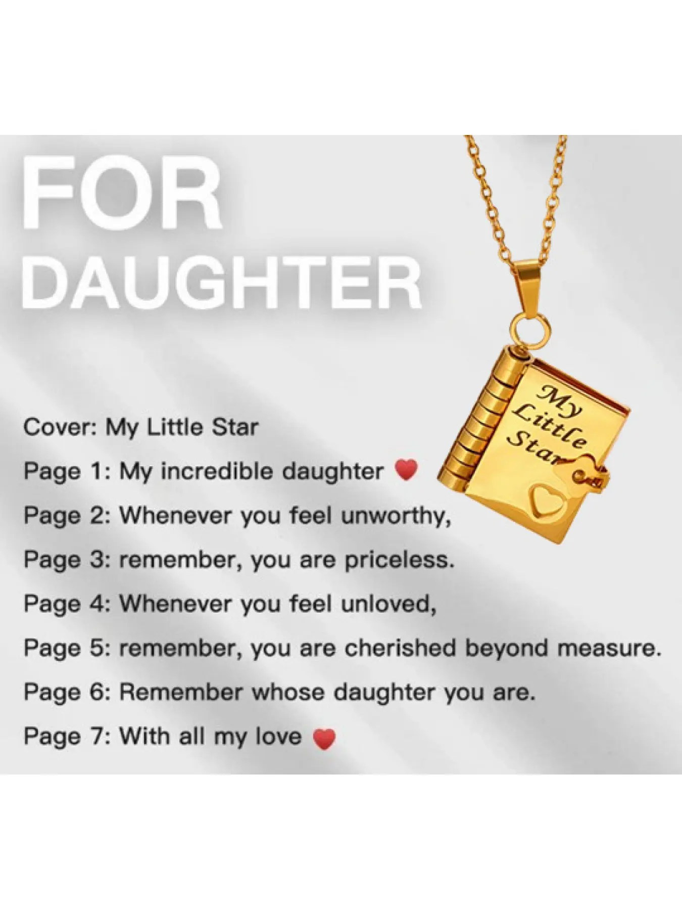 Titanium steel necklace, popular in European and American cross-border markets, engraved book necklace, heart-shaped letter envelope necklace, scratch-free collarbone chain