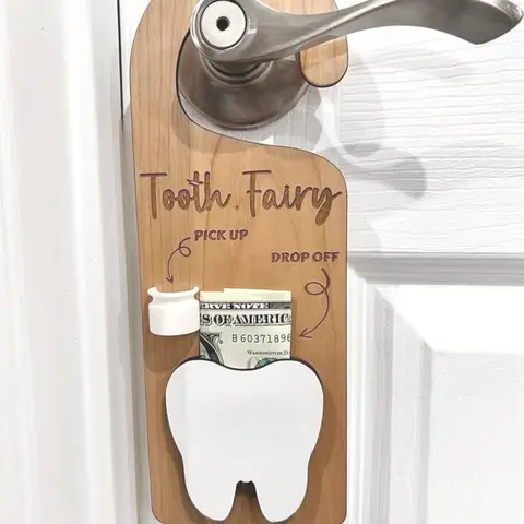 Wooden Tooth Fairy Door Hanger, Tooth Fairy Door Hanger, Creative Tooth Fairy Door Hanger, Home Decor for Living Room Bedroom, Unique Ornaments, Ornaments, Wooden Decorative Ornaments, Hanging Ornament, Hanging Decoration