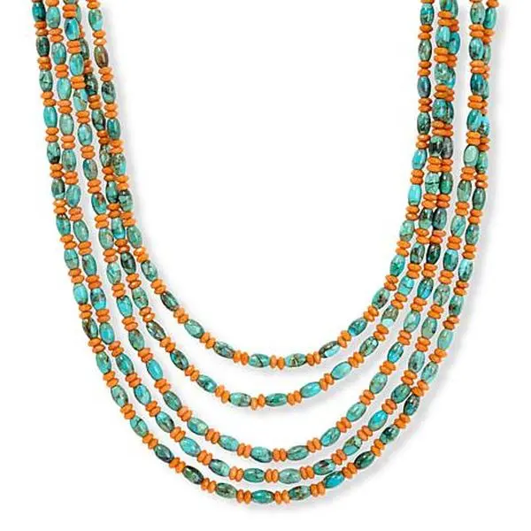 Mine Finds by Jay King 5-Strand Orange Coral & Turquoise Bead Necklace