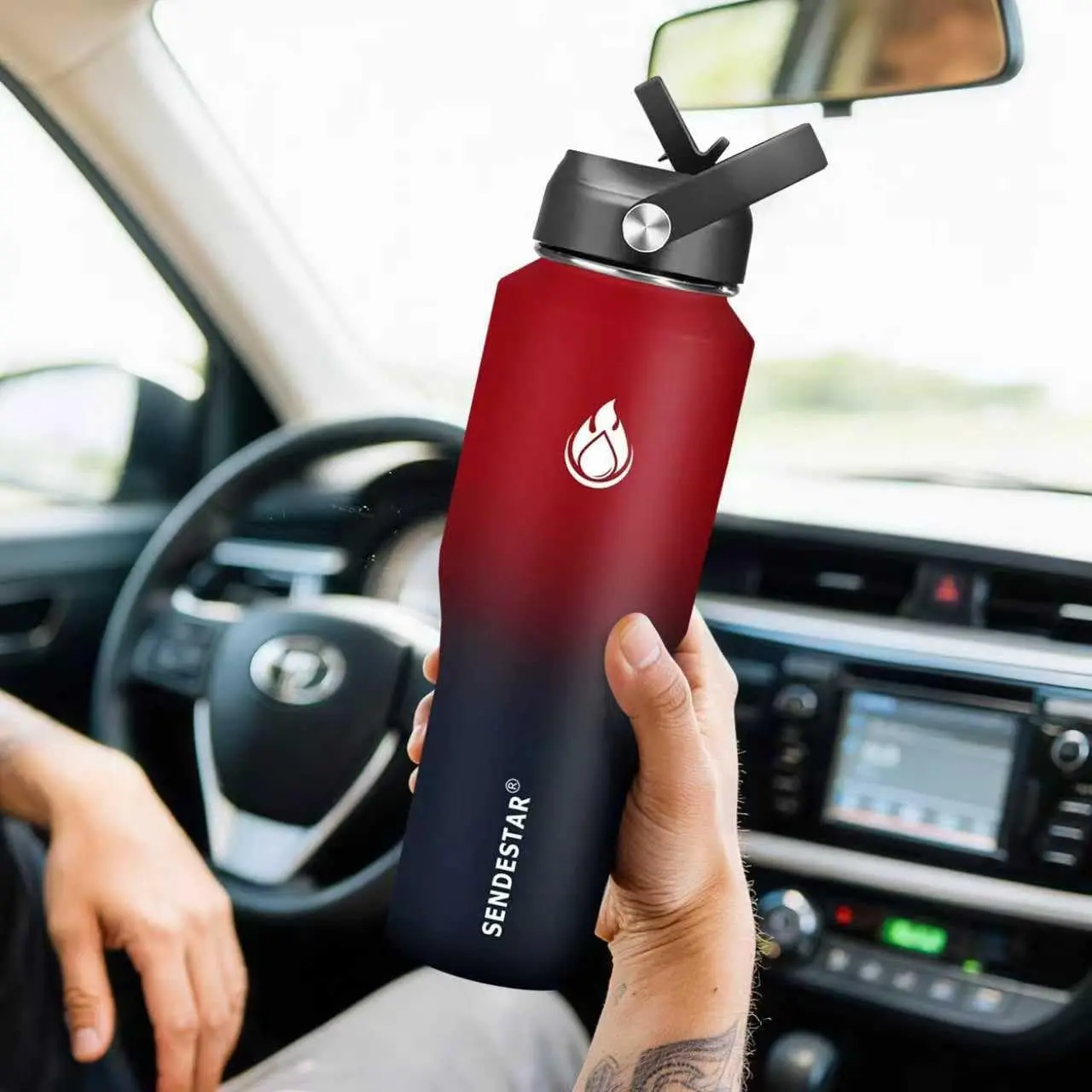 SENDESTAR 32/40oz Water Bottle Wide Mouth Stainless Steel Vacuum Insulated  Double Wall with 2 Lids Fit in Any Car Cup Holder - TikTok Shop