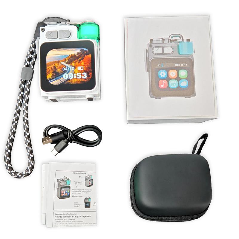 YLW GAMINJA Touch Screen Display App BT Smart Speaker With RGB Light Alarm Message TF Card Mini Portable Metal Wireless Speaker Adjustable Rotatable Electronic Audio Compact Audio Compact