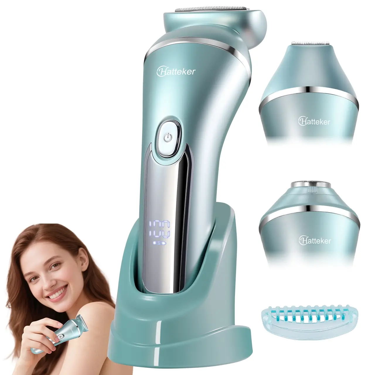 Bikini Trimmer for Women, Body hair trimming, Electric Razors, Showerproof Body Trimmer, Cordless Body Shaver, Facial Razor, IPX7 Waterproof&Easy Cleaning, Ceramic Blade, Portable Body Hair Trimmer for Arms Legs Underarms, USB Rechargeable Trimmer