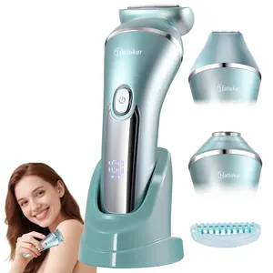 Bikini Trimmer for Women, Electric Razors, Showerproof Body Trimmer, Cordless Body Shaver, Replaceable Facial Razor, IPX7 Waterproof&Easy Cleaning, Ceramic Blade, Portable Body Hair Trimmer for Arms Legs Underarms, USB Rechargeable Trimmer
