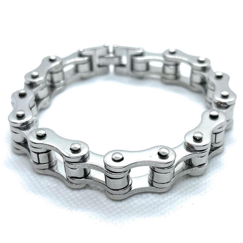 8-1/2" x 1/2" Stainless Steel Motorcycle Chain Bracelet (4 Colors)