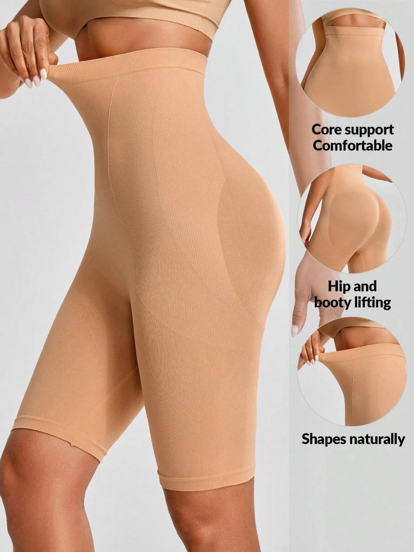 2-Pack High Waist Butt Lifting Shaping Pants 2 Pack, Strong Tummy Control and Natural Lift, Comfortable Ribbed Stretch Fabric for No Show Wear, Women's Shapewear, Body Shaper Girdle, Underwear