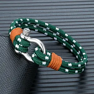 Ocean Blue Double Strand Nylon Bracelet for Men Inspired Woven Accessory with Clasp Perfect Unique Lifeguard Gift