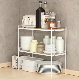 Kitchen Cabinet Storage Rack, Adjustable Organizer Shelf for Home Kitchen, Space-saving Essential Kitchen Storage Rack for Spices and Condiments