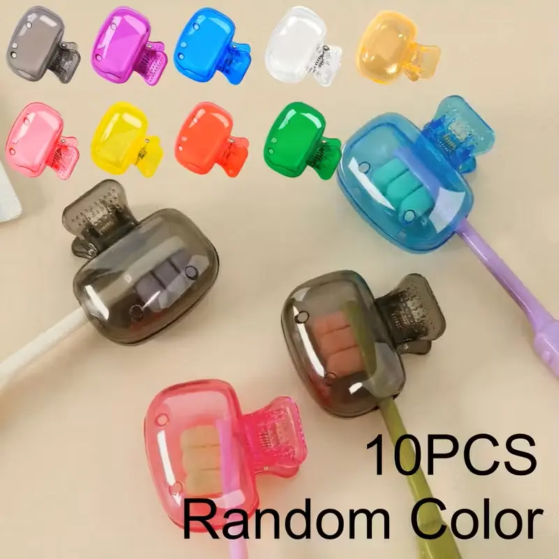 10 Piece Toothbrush Head Protector Set, Dust Cover Storage Box, Portable Travel Organizer, Compact Home Toothbrush Holder, Bathroom Accessory, Covered Toothbrush Holder, Dustproof Toothbrush Holder, Toothbrush Holders For Bathrooms