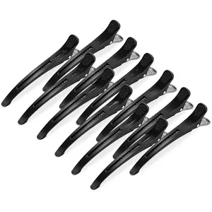 Hair Sectioning Clips for Styling 4.4 Inch No Crease No Dent,  Hold Non Slip  Duckbill Clips for Thick & Thin Hair, Salon &  Use (Jet Black, 12 Pack)