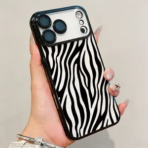 Classic Black Zebra Pattern Phone Case For iPhone 17 Pro Max 16 15 Plus 14 13 12 11 Air Electroplated Shockproof Protection Cellphone Cover