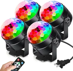 4-Pack Sound Activated Party Lights with Remote Control Dj Lighting, Disco Ball Light, Stage Lamp Strobe Light for Home Room Dance Parties Karaoke Wedding Decorations Christmas