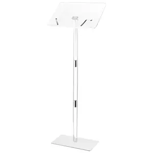 VEVOR Podium Stand,  , 43-Inch Acrylic Lectern, Portable Laptop Desk with Wide Reading Surface, Book Clips, Adjustable Angle, Floor-Standing, for Classroom, Wedding, Conference, Lecture and Concert
