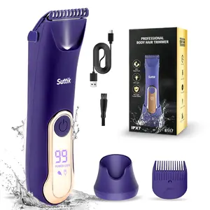 Suttik 8117 LCD Display Rechargeable IPX7 Waterproof Lady Shaver With Light Charging Base Bikini Electric Body Trimmer for Women Epilator Hair Clipper Razor Comfort