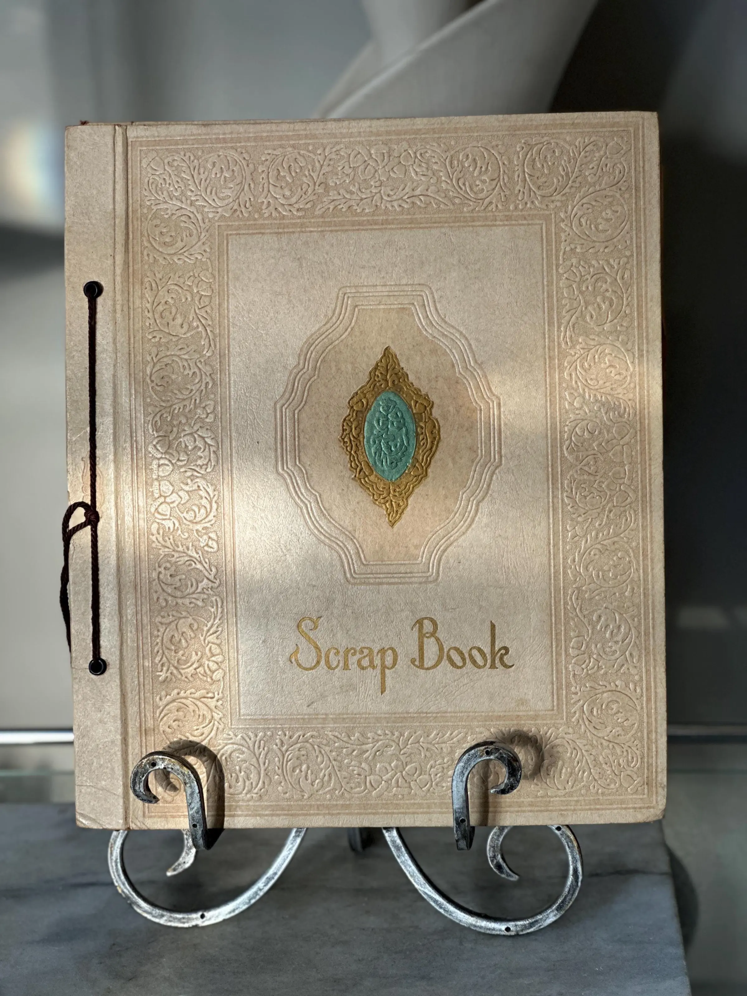 Vintage 1940s Embossed Ivory & Blue Baby Scrapbook | Filled with Original Ephemera, Photos, Valentine’s Cards, Baby’s First Year Memory Albu