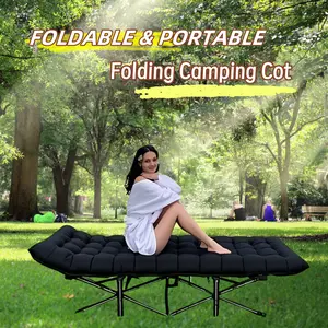 XXL Portable Camping Cot with Mattress & Pillow – 28" Extra Wide Heavy-Duty Folding Bed for Adults – Compact Travel Sleeping Cot for Camping, RV, Office Naps & Home Use – Easy Setup & Carry Bag Included