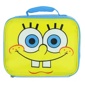 Nickelodeon SpongeBob SquarePants Large Face Lunch Box Insulated Full Zip Tote Bag 10"