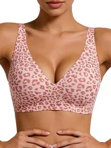 Women's Daily Casual Push-Up Deep V Smooth Bra, Wireless Lined Design, Soft Everyday Bra, Adjustable Straps, Medium Support, Fit, All Seasons