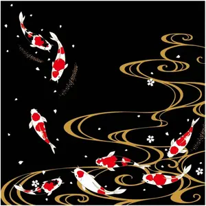 Furoshiki  Wrapping Cloth 27.6" Large Square  Eco  Wrap Fabric, for Medium Gifts - Sustainable, Decorative  Bento Lunch Bags(Lucky Koi Carp, 27.6 x 27.6 inches)