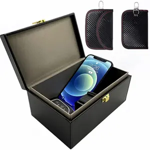 Faraday Box & 2 Pack Faraday Bag for Key Fob Protector, Faraday Cage Key Fob Signal Blocker Faraday Key Fob Protector Faraday Pouch RFID Box for Car Keys