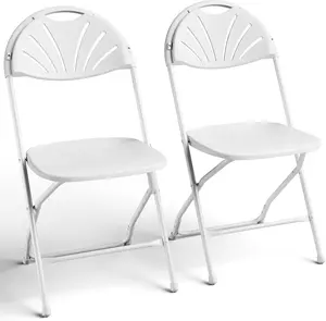 Folding Chair Pack, White Plastic No Assembly Required Folding Chairs with Non-Slip Feet, Foldable Chair Set for Camping, Parties, Weddings, Events