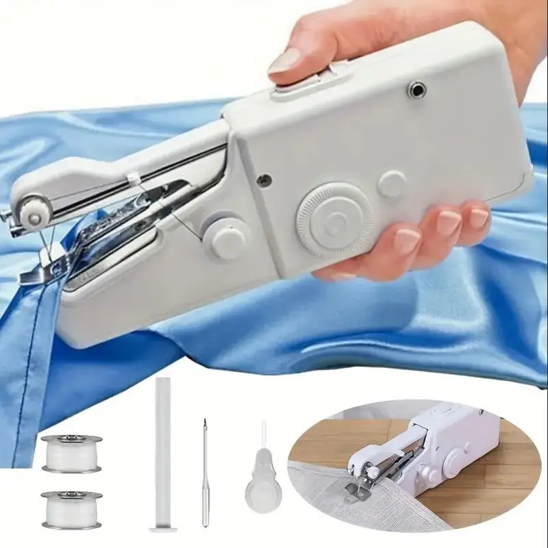 Handheld Sewing Machine, 1 Count Portable Mini Sewing Machine With Random Color Thread, Sewing Tool For Fabric, Cloth, Clothes