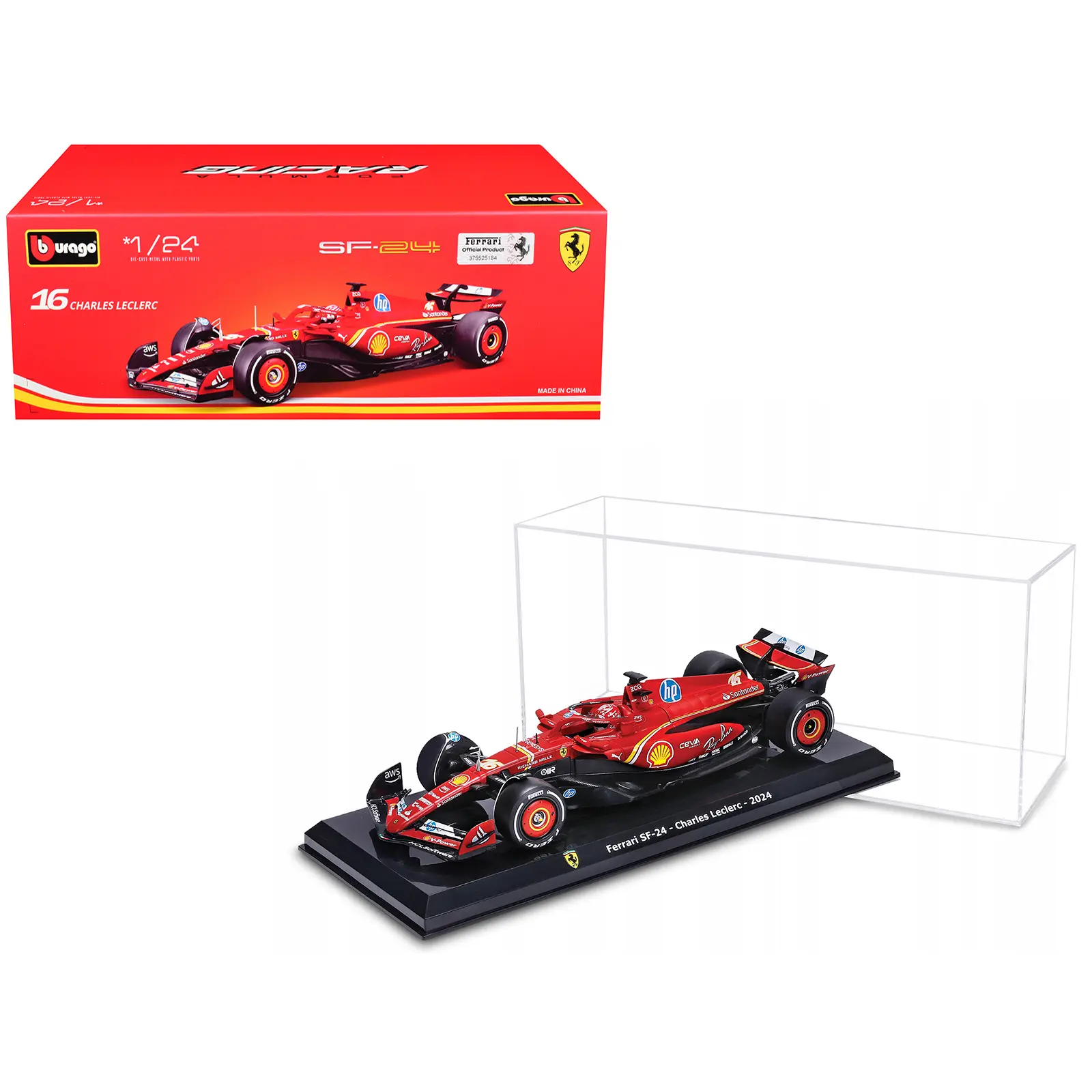 Ferrari SF-24 #16 Charles Leclerc F1 World Championship (2024) "Formula Racing" Series 1/24 Diecast Model Car by Bburago