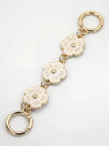 Fashion Enamel Flower Bag Strap Extender Chain, Detachable Easy Install Handbag Long Chain, Elegant Shoulder Bag Connector, Bag Chain Charm