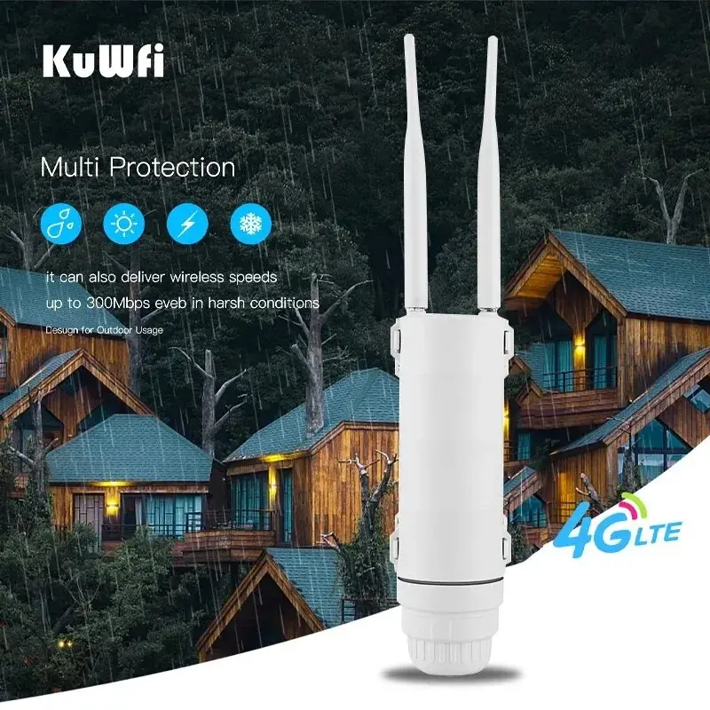Kuwifi 4g Outdoor Wi-Fi Router, 300mbps Waterproof Design, Supports Up ...