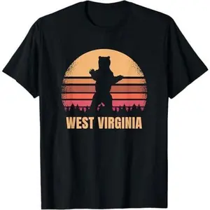 West Virginia Vintage WV Bear Distressed Retro 80s Sunset T-Shirt